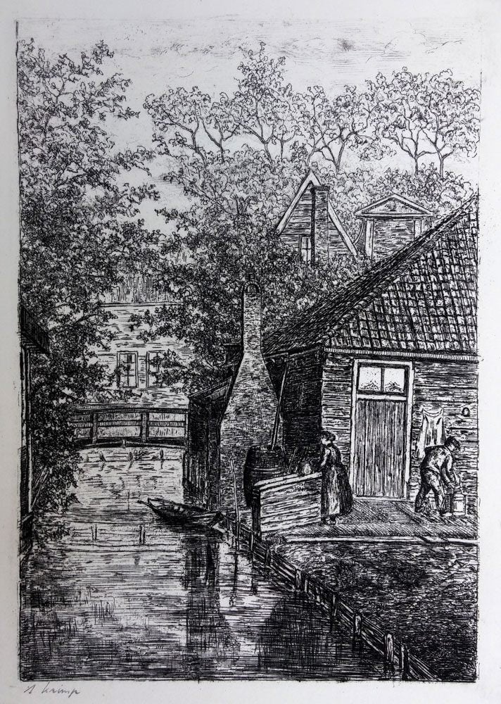 't Krimp Zaandam - Nic de Carpentier, Ophalen of Verzenden, Landschap, Ets, 1900 - 1949