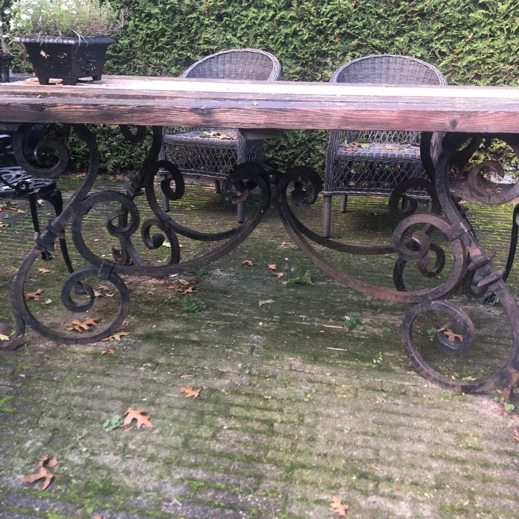 Zwaar ijzeren tuintafel onderstel, Tuin en Terras, Ophalen, Gebruikt, Rechthoekig, Metaal