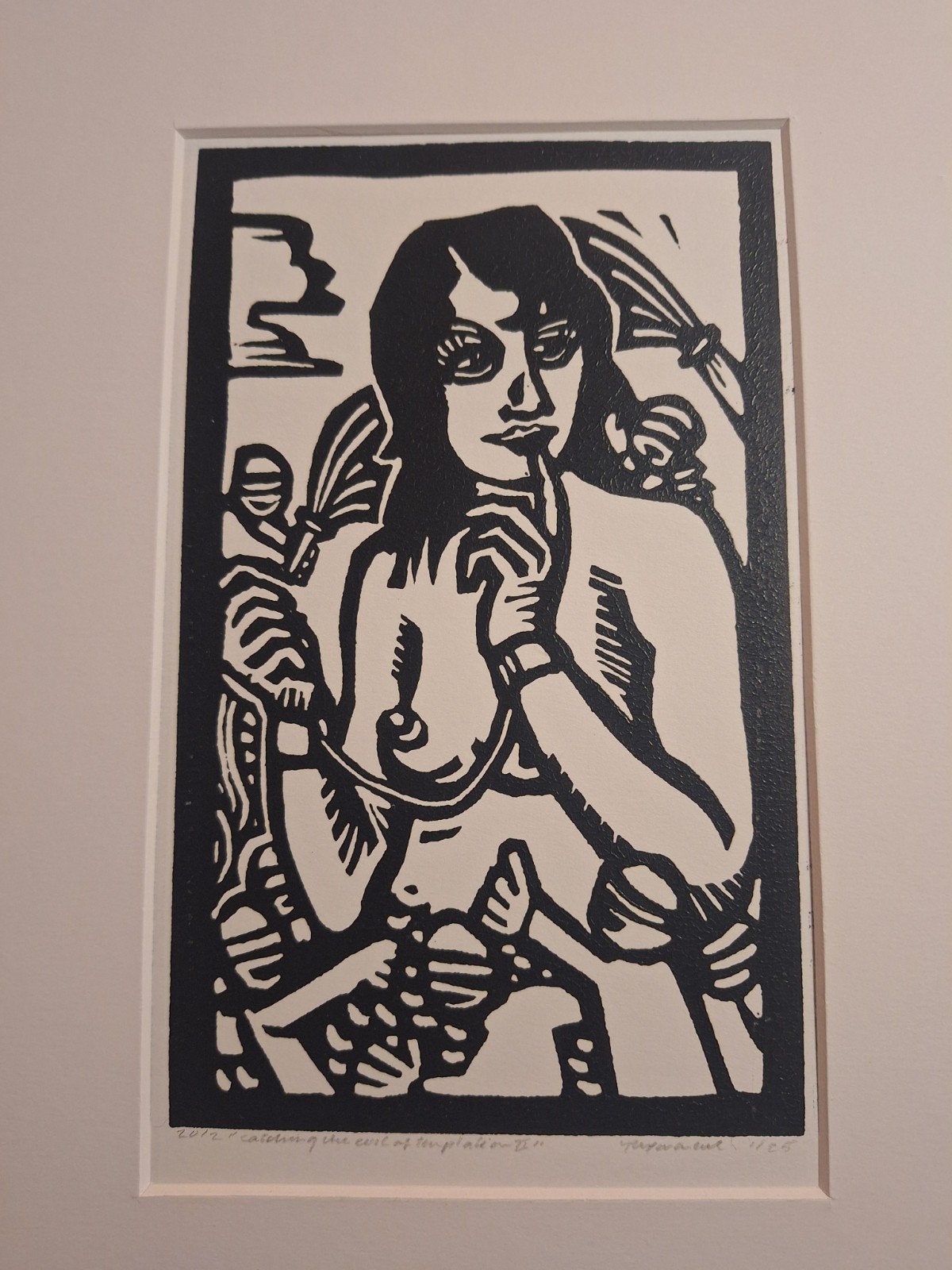 Houtsnede naaktfiguur, gesigneerd en genummerd, Antiek en Kunst, 1950 - 1999, Portret, Ophalen of Verzenden, Houtsnede