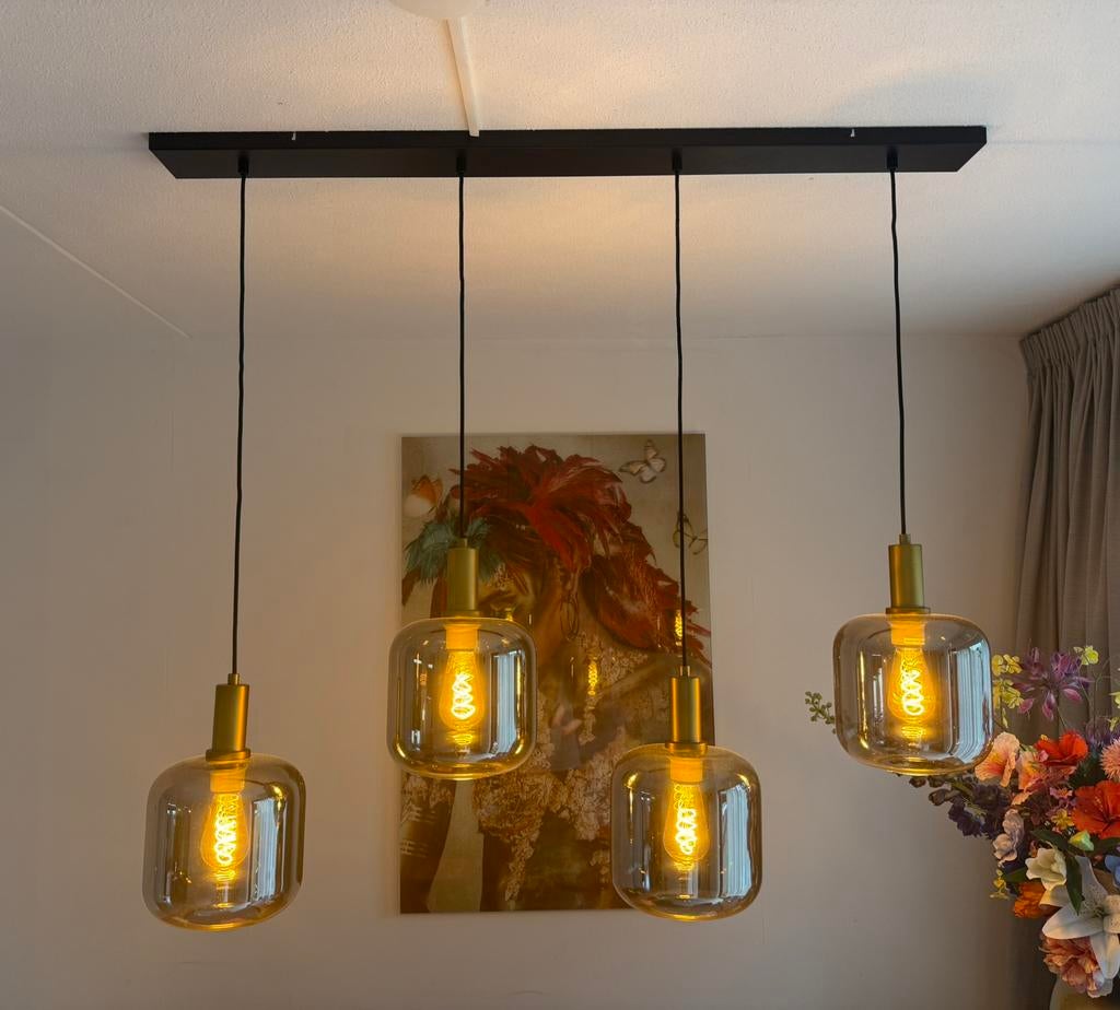 Toulouse Plafondlampen en hanglamp - Smoked Glass - 4 stuks, Ophalen, Gebruikt, 50 tot 100 cm, Glas