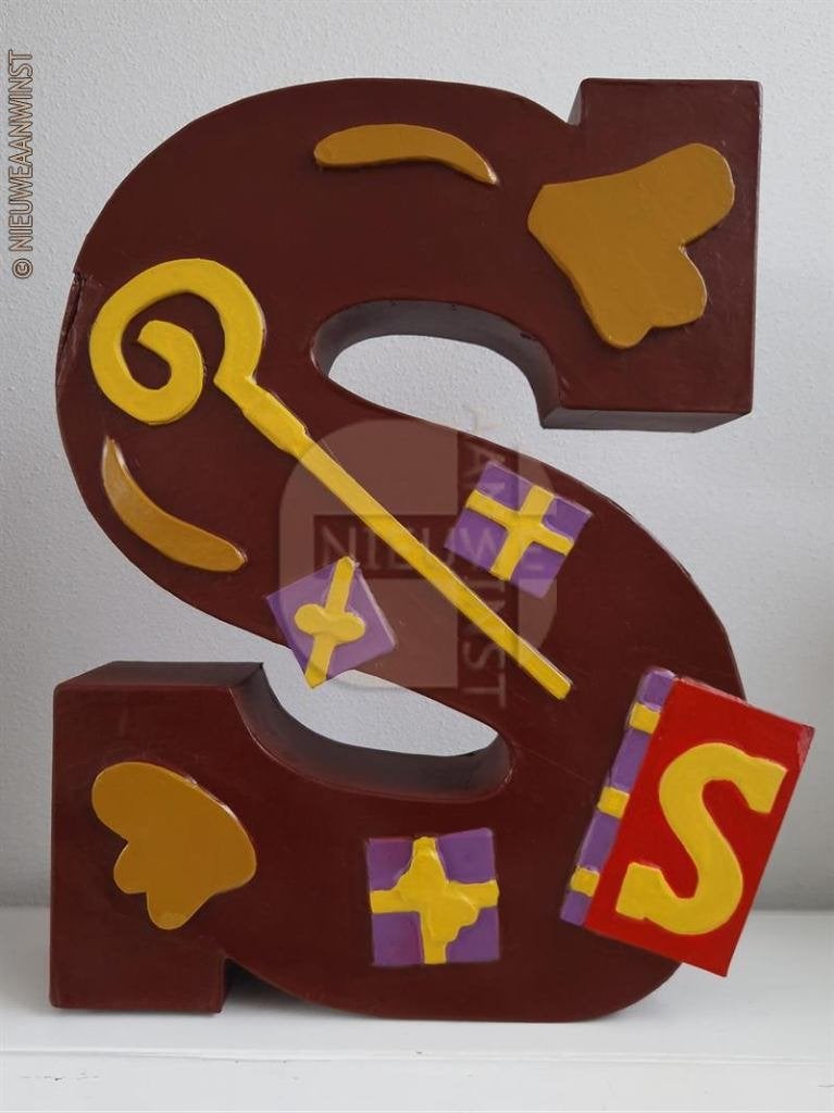 Nostalgische V&D chocoladeletter ‘S’ Sinterklaas 50cm, Diversen, Sinterklaas, Verzenden, Zo goed als nieuw