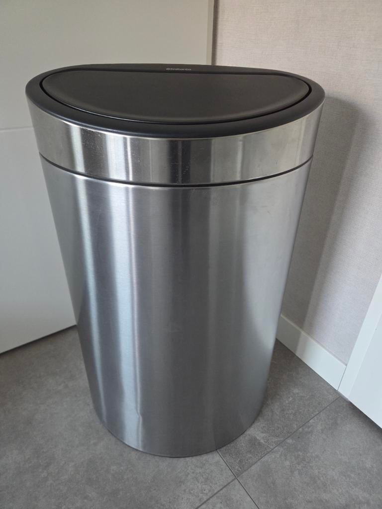 Brabantia Touch Bin Prullenbak met 2 Vakken - RVS, Ophalen, Gebruikt, 40 liter of meer, Rvs