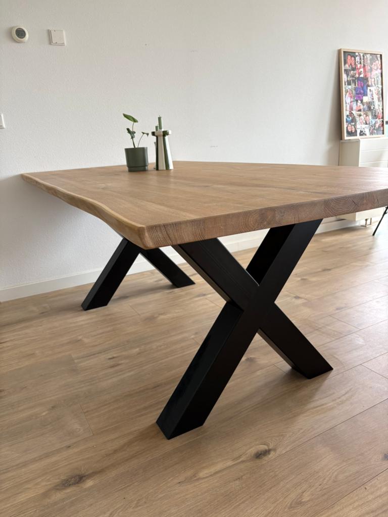 Mooie houten tafel, inclusief stoelen, Ophalen, 100 tot 150 cm, Eikenhout, 200 cm of meer