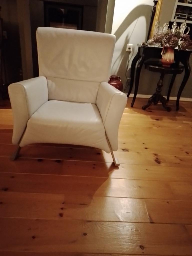 Rolf Benz Fauteuil met Voetenbank, Huis en Inrichting, Fauteuils, Gebruikt, Leer, 75 tot 100 cm, 75 tot 100 cm, Ophalen of Verzenden