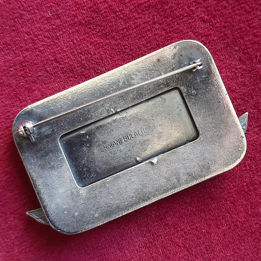 Design Broche ERMANI BULATTI met Onyx, Verzenden, Zo goed als nieuw, Zilver, Overige materialen