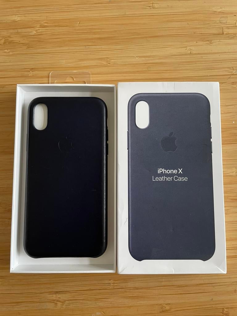 Iphone X leather case donkerblauw, Ophalen, Zo goed als nieuw, IPhone X