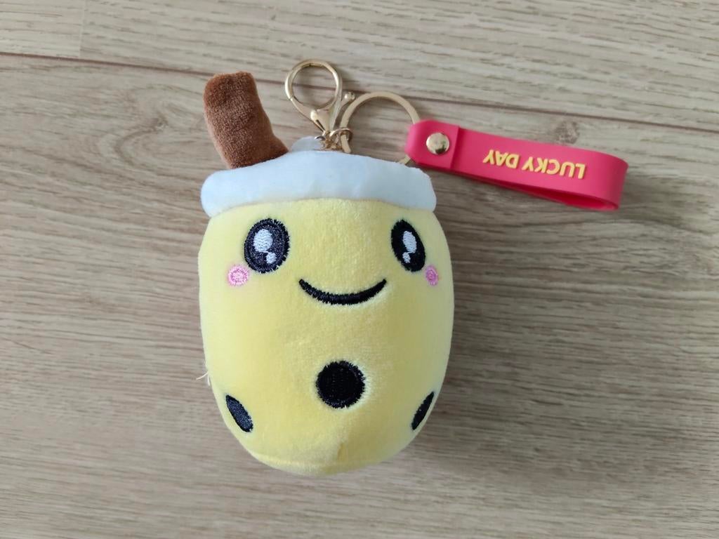 Zgan! Leuke gele Bobatea sleutelhanger, Verzamelen, Sleutelhangers, Zo goed als nieuw, Knuffel of Figuurtje, Ophalen of Verzenden
