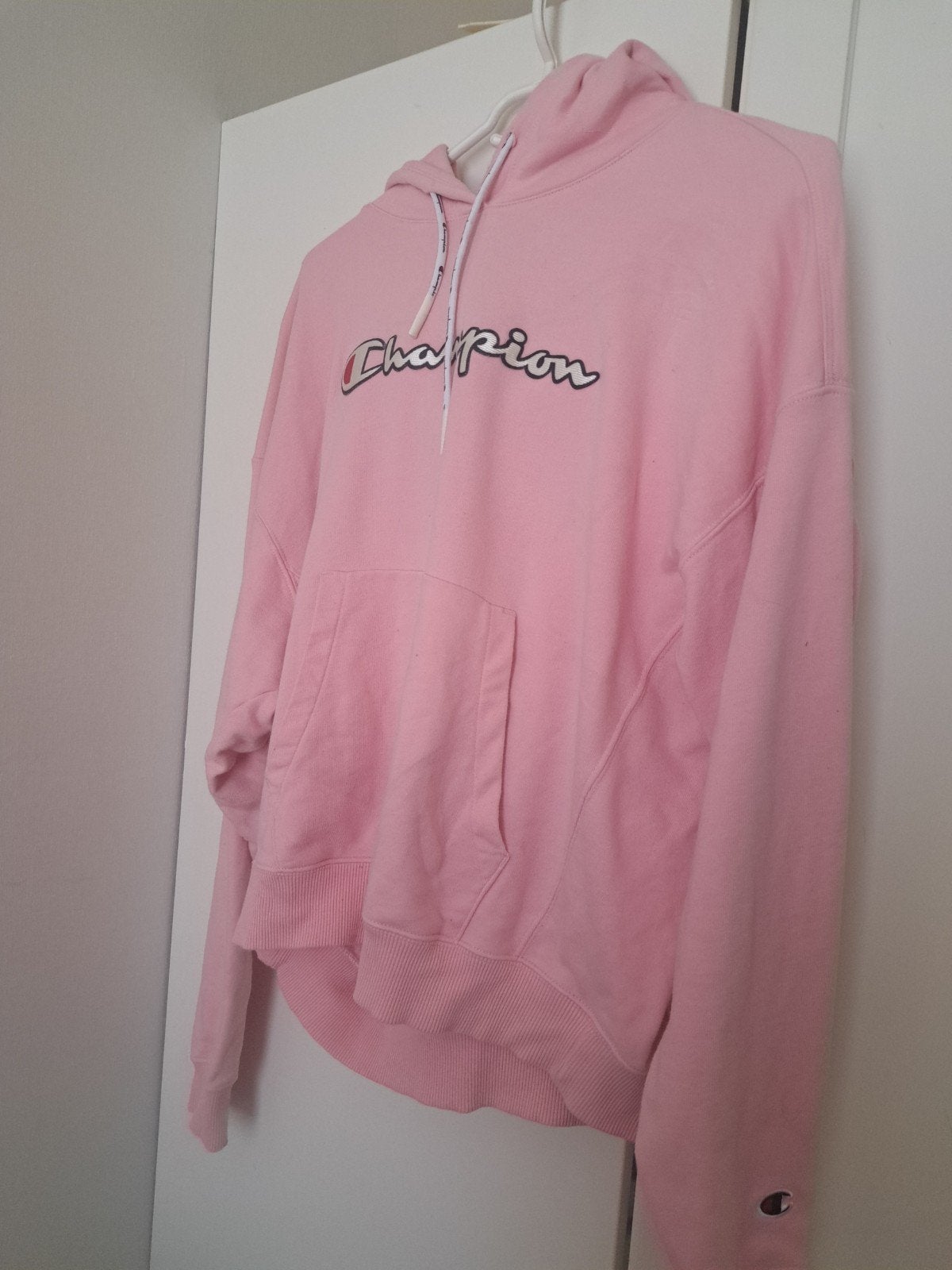 Roze champion hoodie maat L, Ophalen, Gedragen, Roze