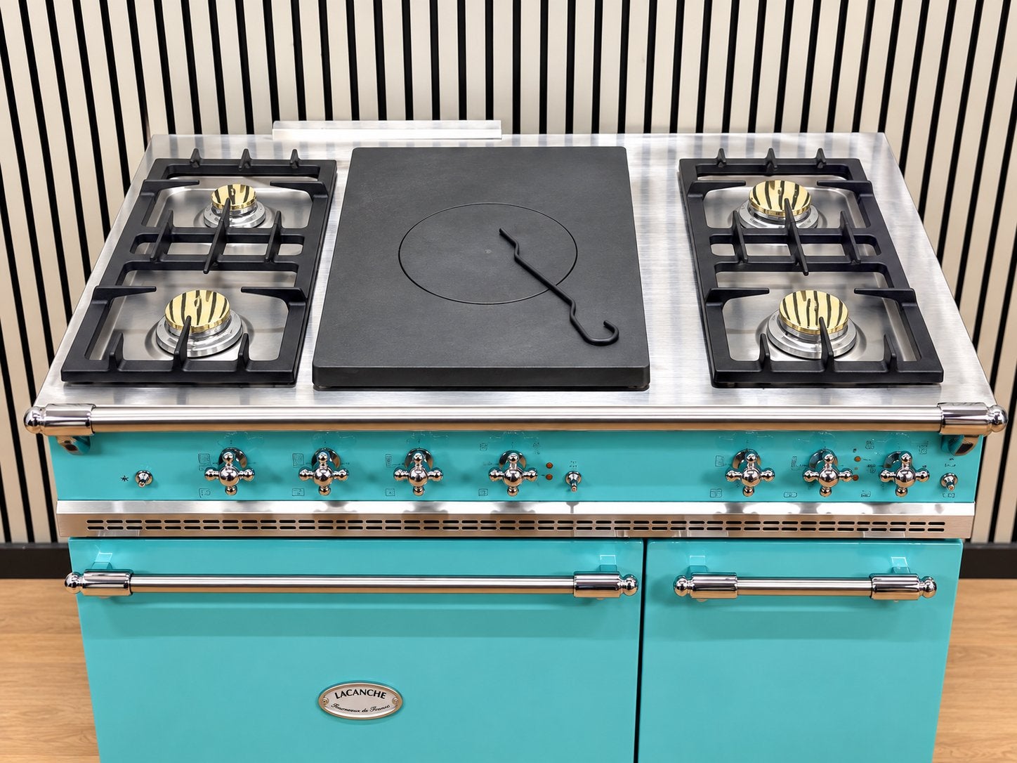 Unieke Lacanche Fornuis Koraalblauw / Coupe de feu 110 cm, Fornello Esperta, Ophalen of Verzenden, Zo goed als nieuw, Energieklasse A of zuiniger