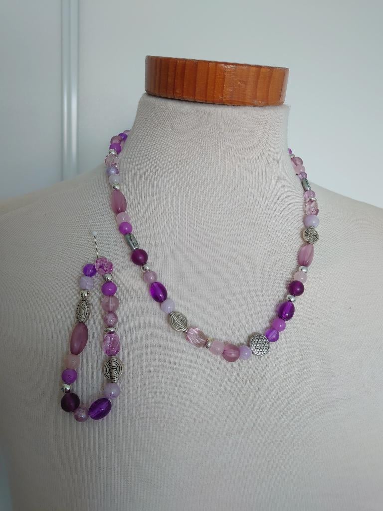 ketting + armband Nieuw, Verzenden, Nieuw, Paars, Overige materialen