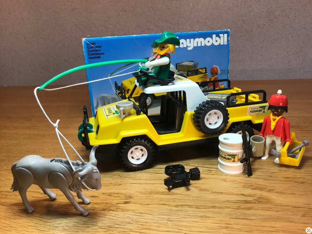 Vintage Playmobil 3427 Safari Jeep Ngorongoro MET Org. Doos, Complete set, Voertuig, Ophalen of Verzenden, Zo goed als nieuw