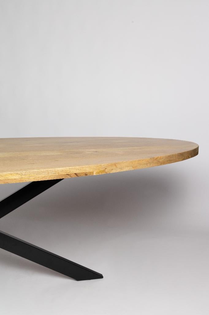 Ovale eettafel – 170 cm – Naturel – Mangohout, 100 tot 150 cm, Nieuw, Ophalen of Verzenden, Vijf personen of meer