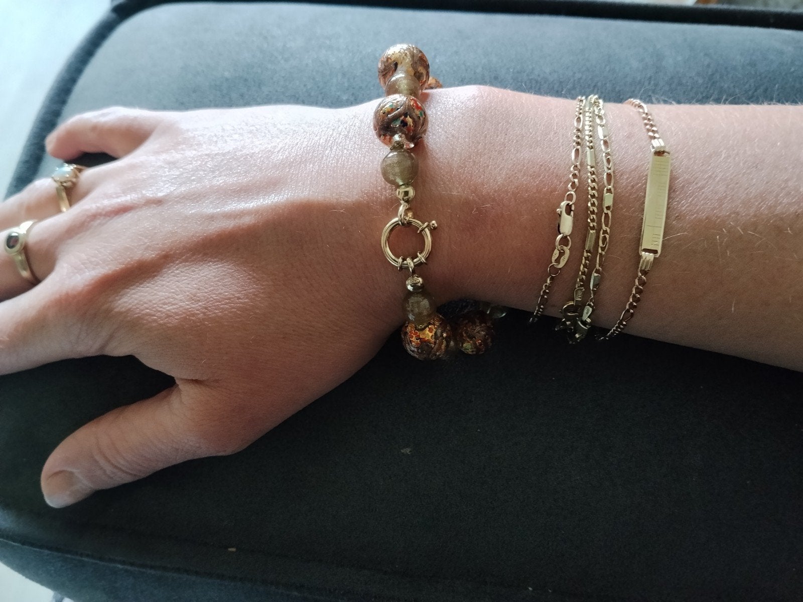 Murano Glas Armband met 9 Karaats Gouden Sluiting (375), Sieraden, Tassen en Uiterlijk, Armbanden, Ophalen of Verzenden, Goud