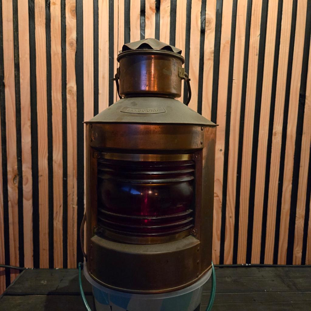 Antieke Koperen Bakboord Scheepslamp (Elektra), Ophalen