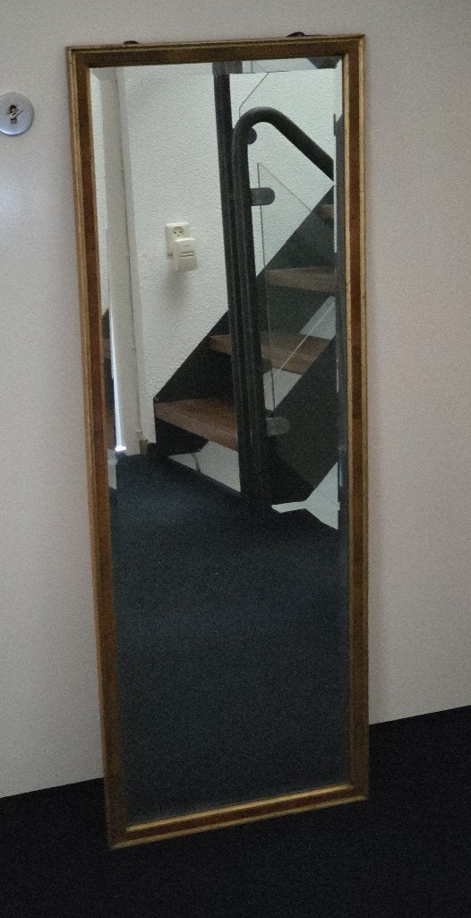 Fraaie spiegel met gouden lijst en met facetrand, Minder dan 50 cm, Gebruikt, 100 tot 150 cm, Ophalen of Verzenden