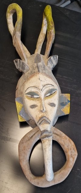 Afrikaans houten masker–77 cm–handgesneden–tribale kunst, 77 cm, Geschilderd, Afrika, Masker