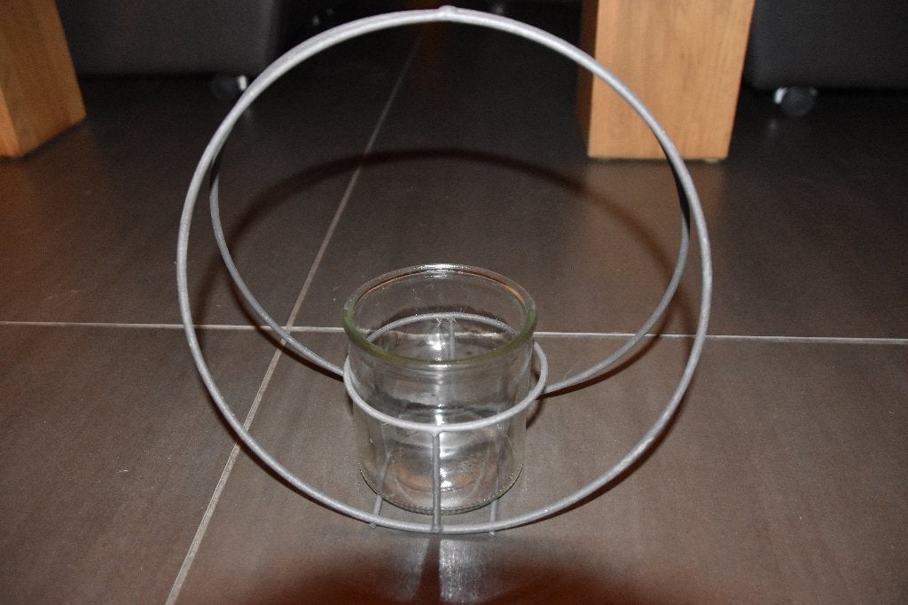 Planten standaard met glazen potje, Rond, Binnen, Ophalen of Verzenden, Zo goed als nieuw
