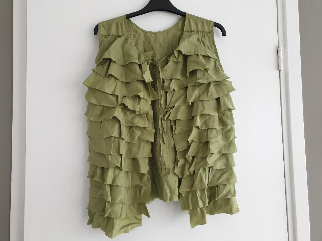 Een laundry industry 100% zijden groene giletblouse, Ophalen of Verzenden, Zo goed als nieuw, Maat 36 (S), Groen
