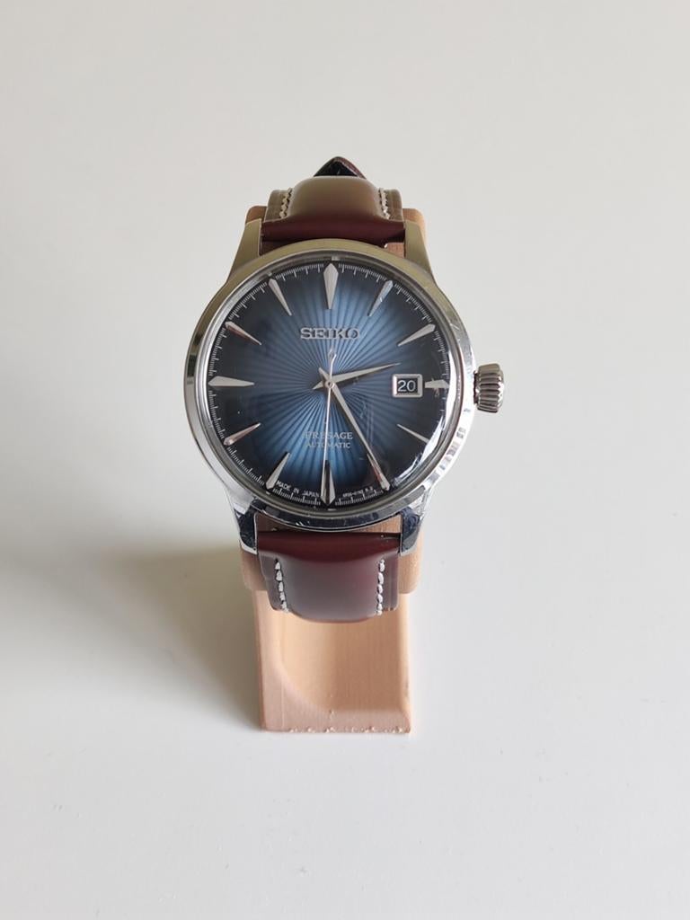 Seiko Presage Blauw - full set, Staal, Polshorloge, Ophalen of Verzenden, Zo goed als nieuw