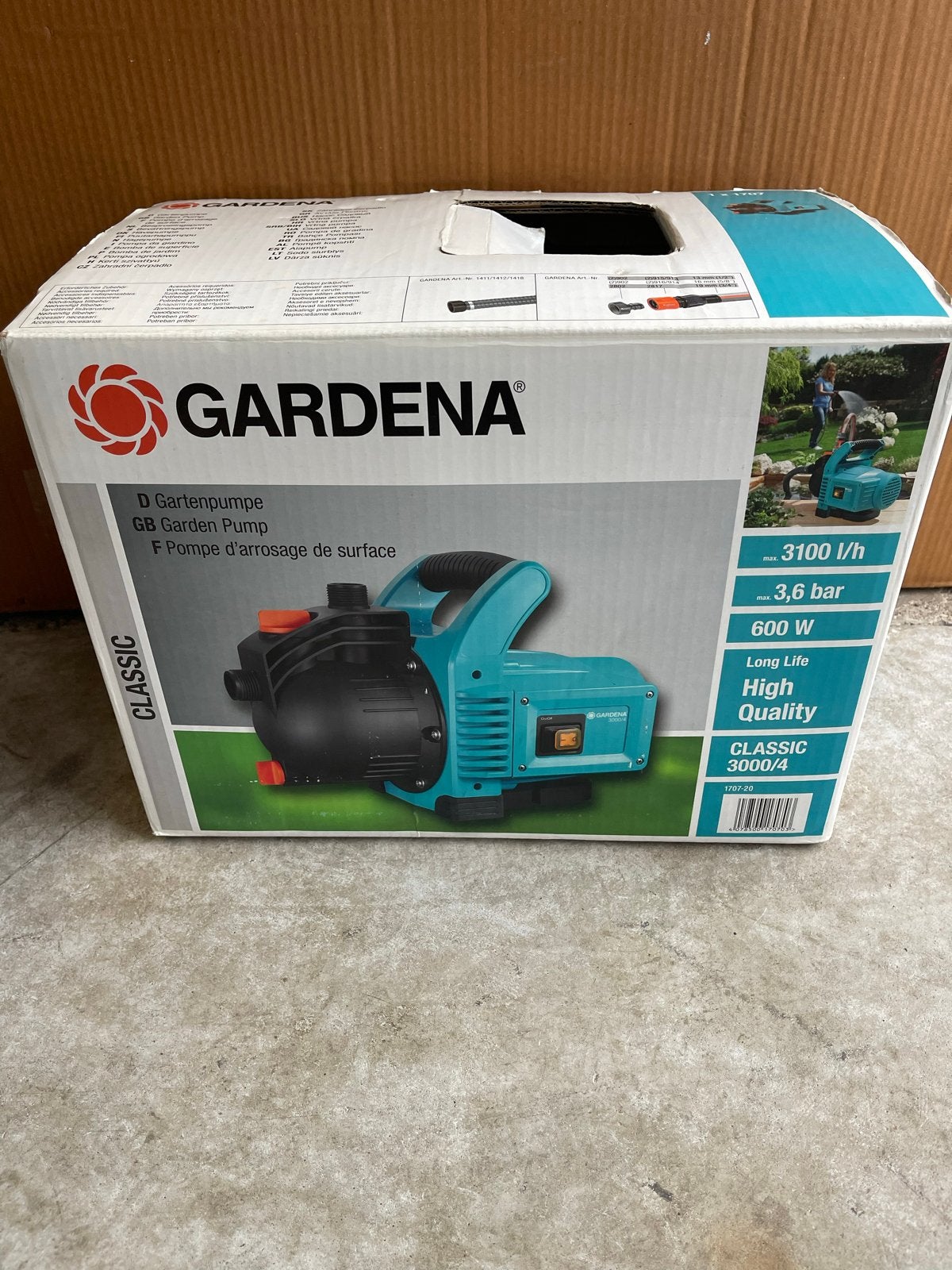 Gardena Classic Tuinpomp 3000/4 met Slangen - Zo goed als ni, Ophalen, Zo goed als nieuw, Elektrisch, Besproeiingspomp