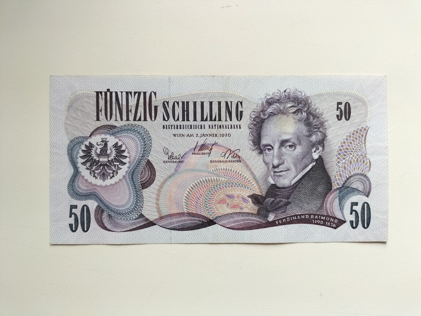 Oostenrijk 50 Schilling 1970 - Ferdinand Raimund, Ophalen of Verzenden