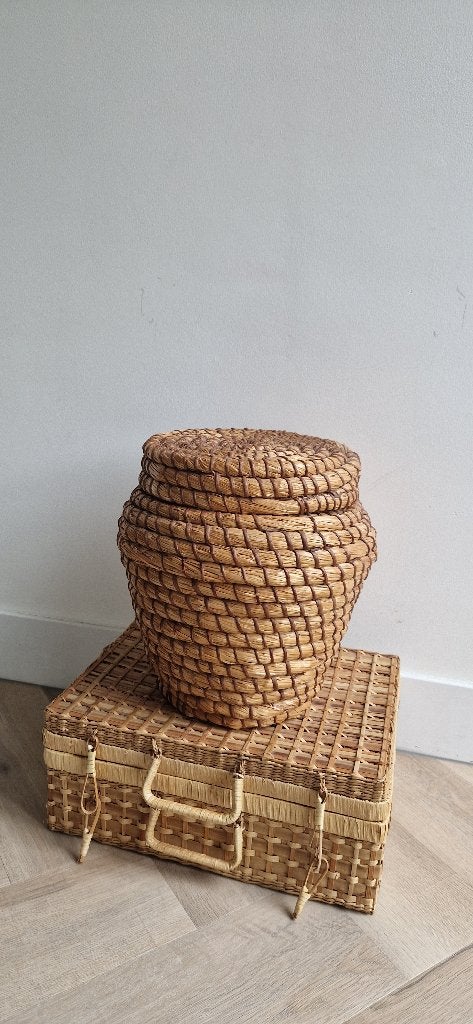 Straw basket, Ophalen, Overige materialen, Geel, Landelijk