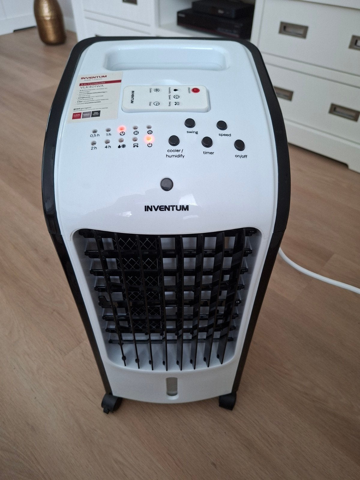 Inventum VLK401WA Aircooler 3-in-1 met Afstandsbediening, Ophalen, Tafel- of Grondventilator, Timer, Zo goed als nieuw