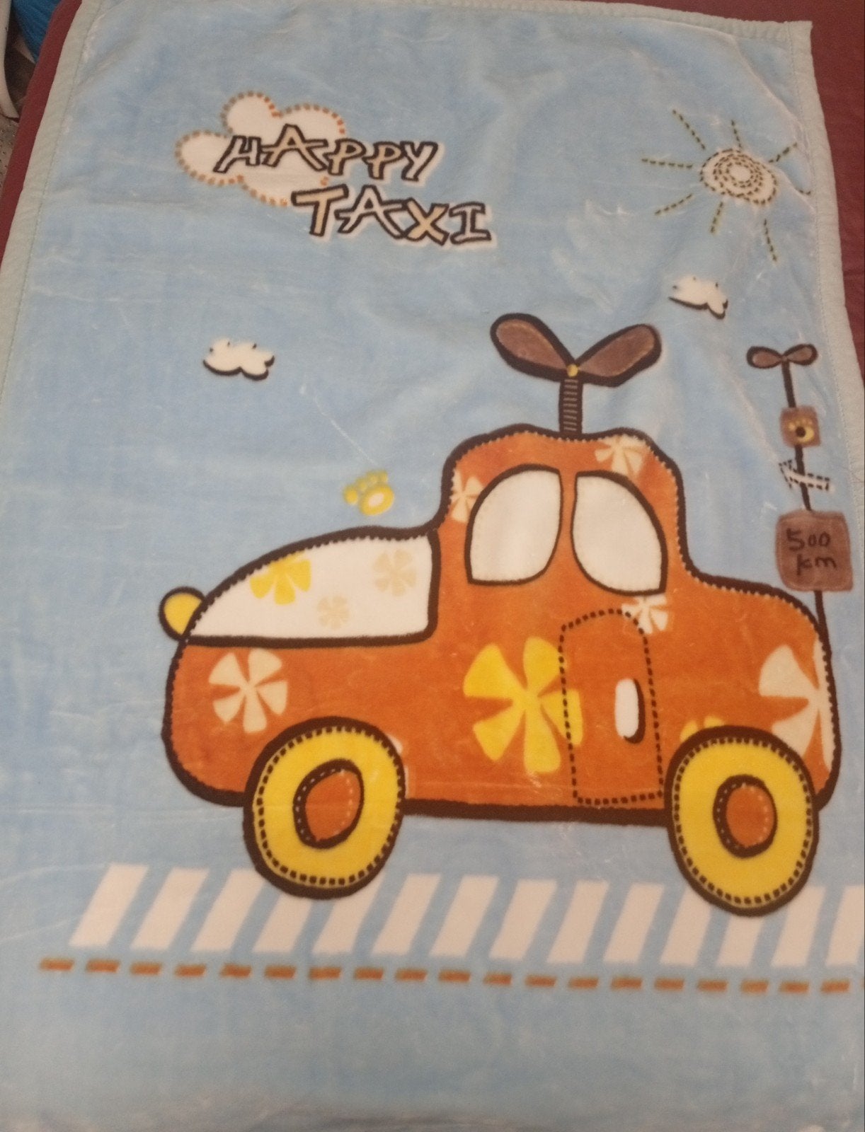 Baby deken met auto print - Happy Taxi, Kinderen en Baby's, Dekens, Slaapzakjes en Inbakerproducten, Ophalen