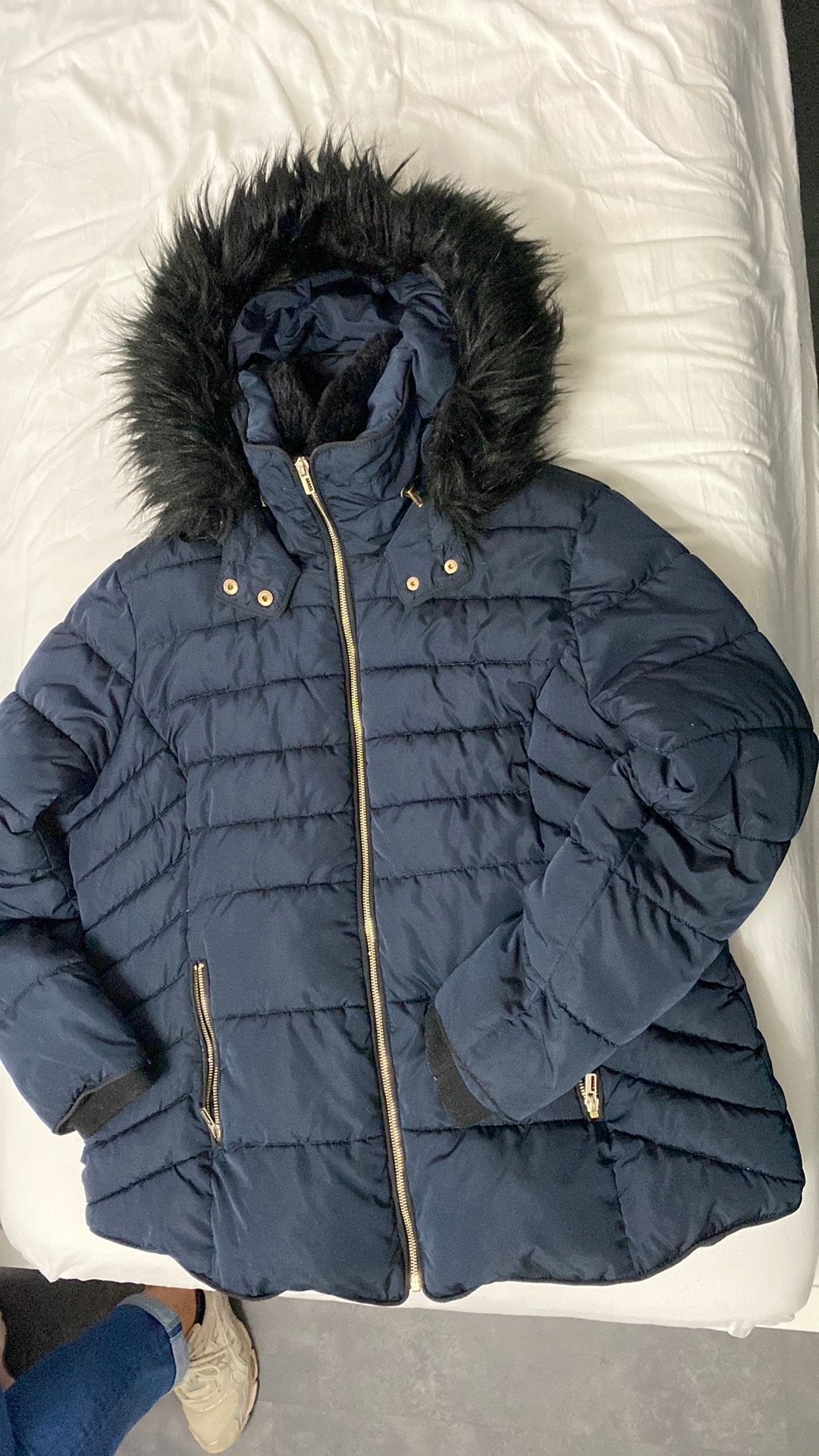 C&A The Outerwear Gewatteerde Jas met Bontkraag, Ophalen of Verzenden, Zo goed als nieuw, Maat 46/48 (XL) of groter, Blauw