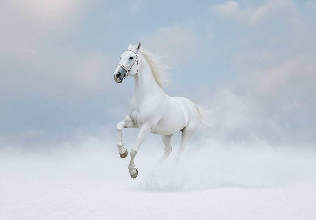 Wit Paard fotobehang Running Horse, schimmel, Muurdeco4kids, Verzenden, Fotobehang, Wit