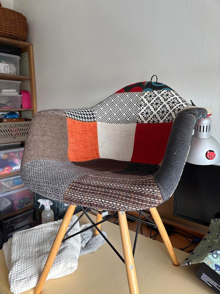 Unieke Patchwork Eetkamerstoel - Comfortabel & Stijlvol, Ophalen, Twee, Overige kleuren, Zo goed als nieuw