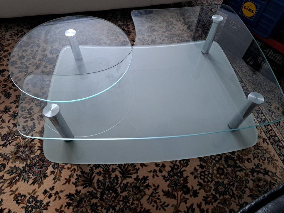 glazen salon tafel, Ophalen, 50 tot 100 cm, 50 tot 100 cm, Zo goed als nieuw