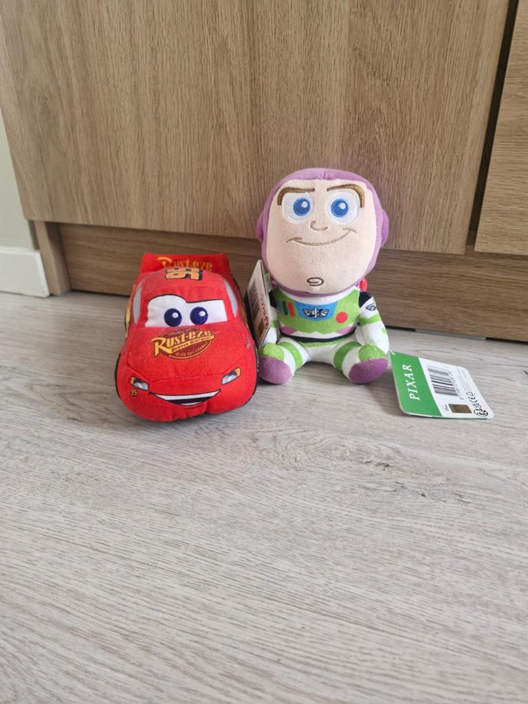 Disney Pixar Knuffels: Bliksem McQueen & Buzz Lightyear, Disney, Disney, Overige typen, Ophalen of Verzenden