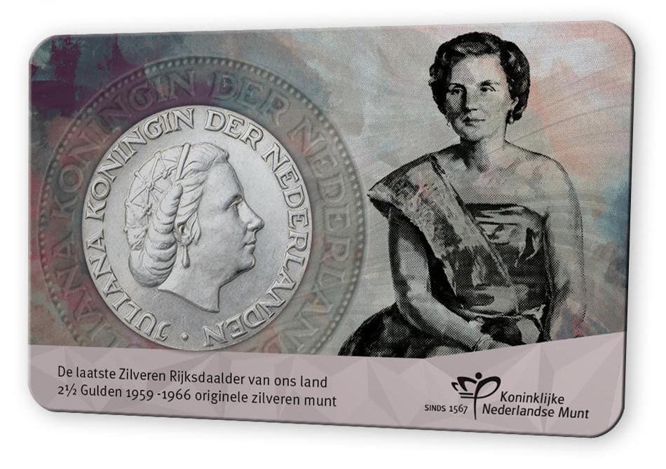 Rijksdaalder Coincard 1960 Juliana 2½ Gulden Zilver zilveren, Postzegels en Munten, Munten | Nederland, Koningin Juliana, Zilver