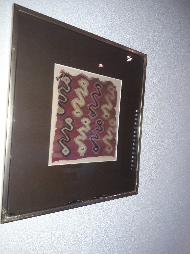ZEER ANTIEKE CHANCAY TEXTIELKUNST STOF uit PERU INGELIJST, Ophalen of Verzenden