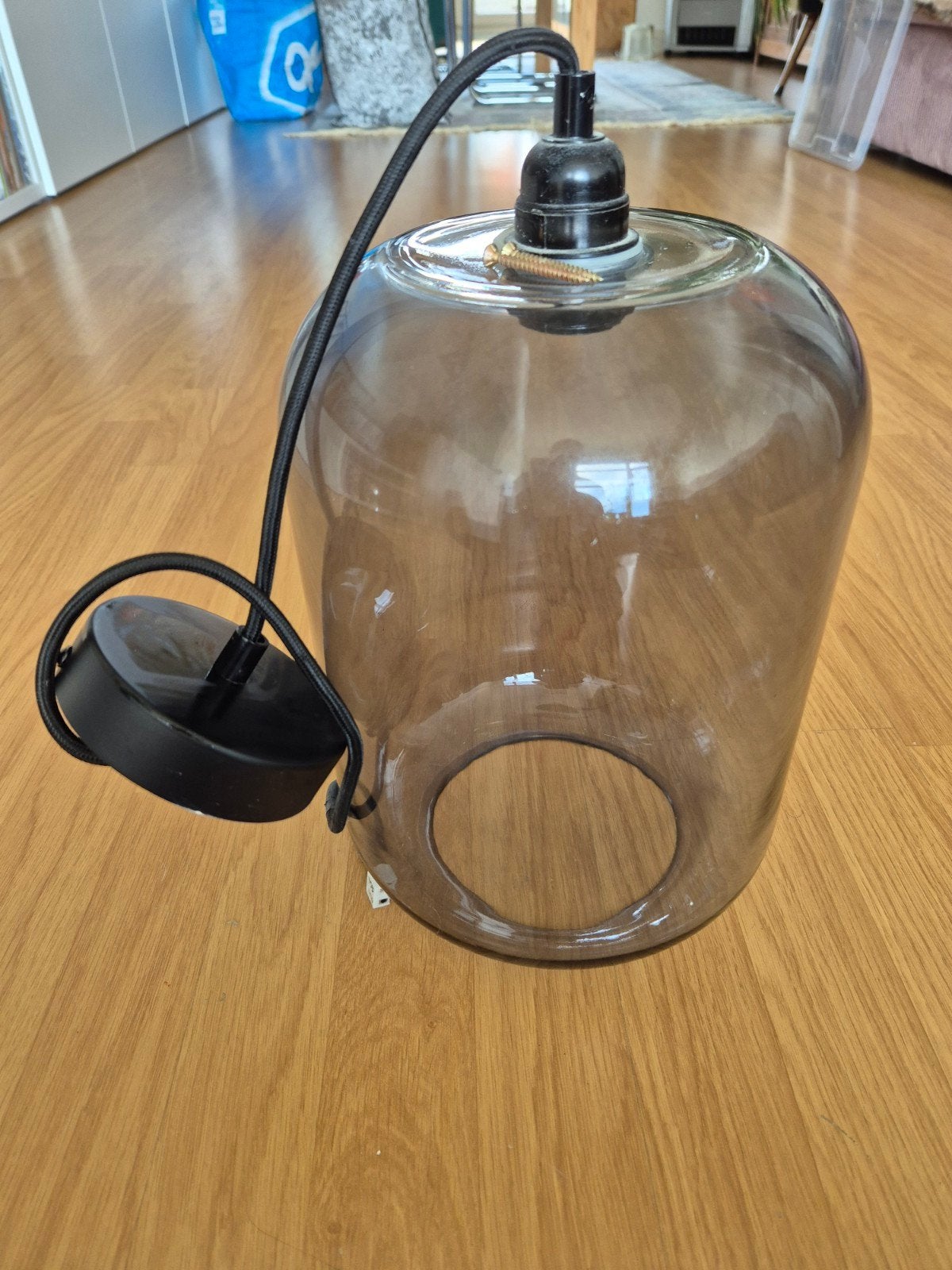 glazen lamp rookglas blauw kwantum, Huis en Inrichting, Ophalen, Zo goed als nieuw, Glas