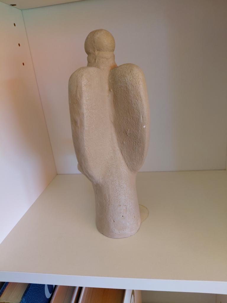 Decoratieve engel kandelaar - 27cm hoog, Overige materialen, Gebruikt, Beige, Ophalen of Verzenden