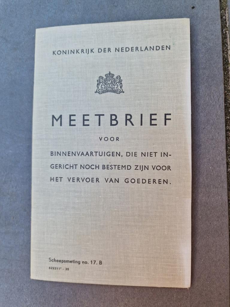 Meetbrief Binnenvaartuigen Koninkrijk der Nederlanden 1967, Folder, Ophalen of Verzenden, Onbekend, Gelezen