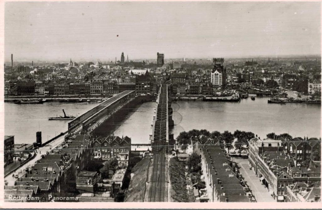 ROTTERDAM De MAASBRUGGEN vanaf het Noordereiland Panorama, Ophalen of Verzenden, 1920 tot 1940, Ongelopen, Zuid-Holland