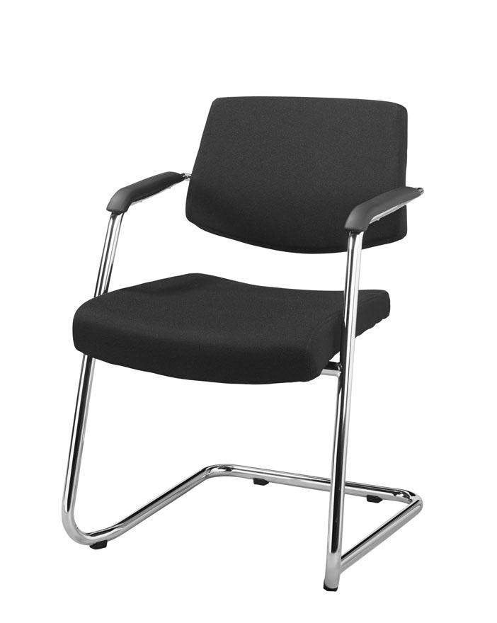 Vergaderstoel Elan, Lage rug, Zwarte stoffering, sledemodel, Zwart, Design, Nieuw, Ophalen of Verzenden