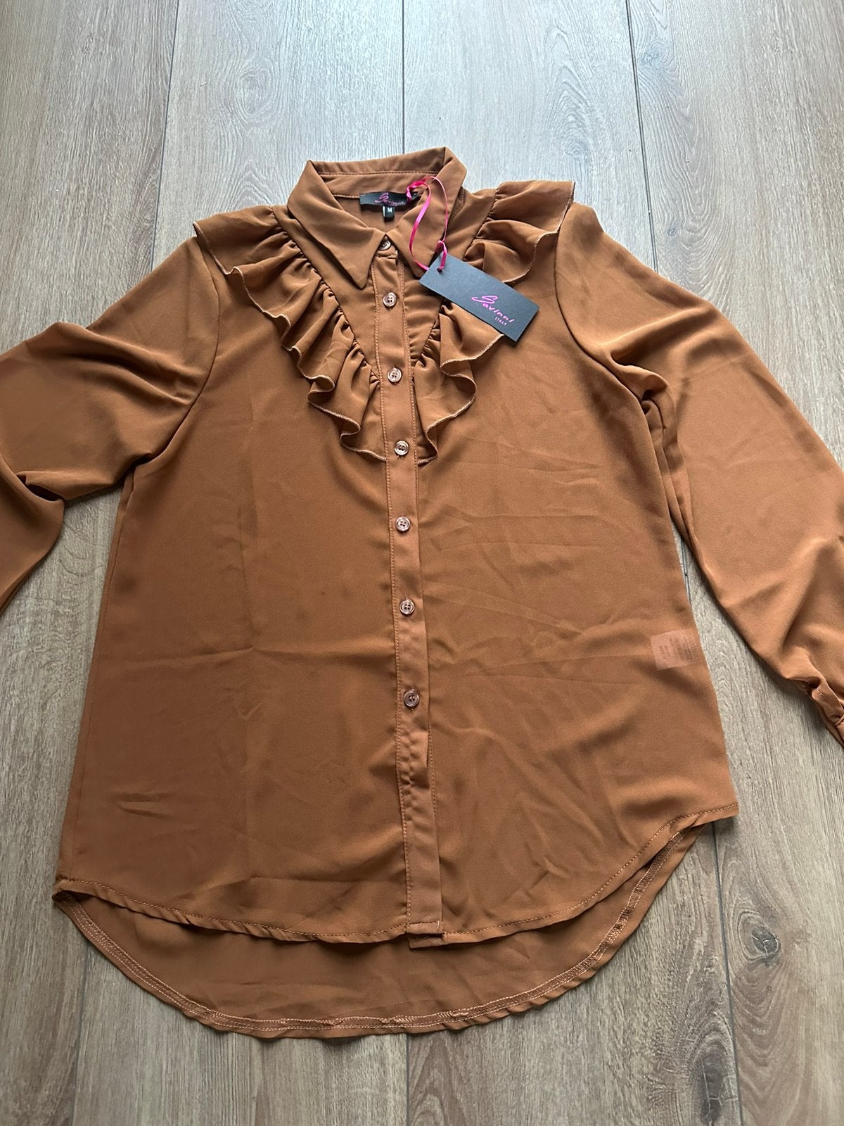 Nieuw mokka kleur blouse maat M Savinni, Kleding | Dames, Ophalen of Verzenden, Zo goed als nieuw, Maat 38/40 (M), Beige
