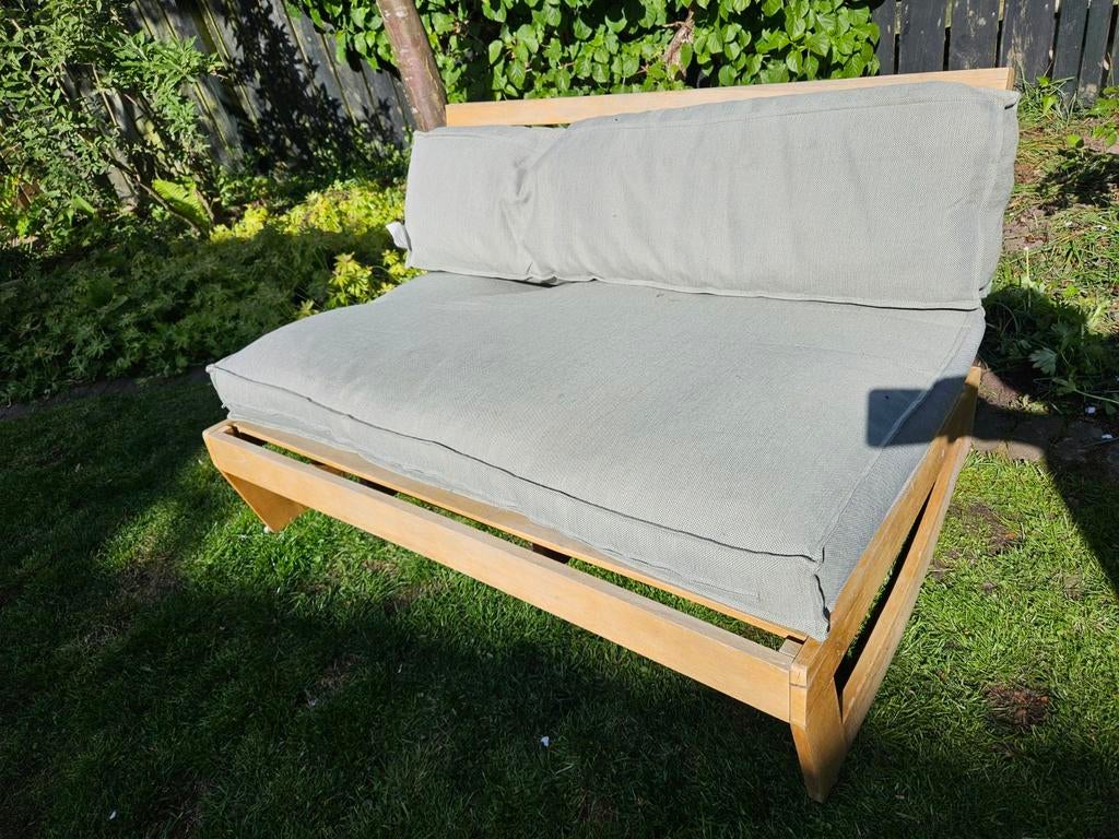 Groen zit- en rugkussen voor buitenbank 120x70/120x30, Tuin en Terras, Ophalen