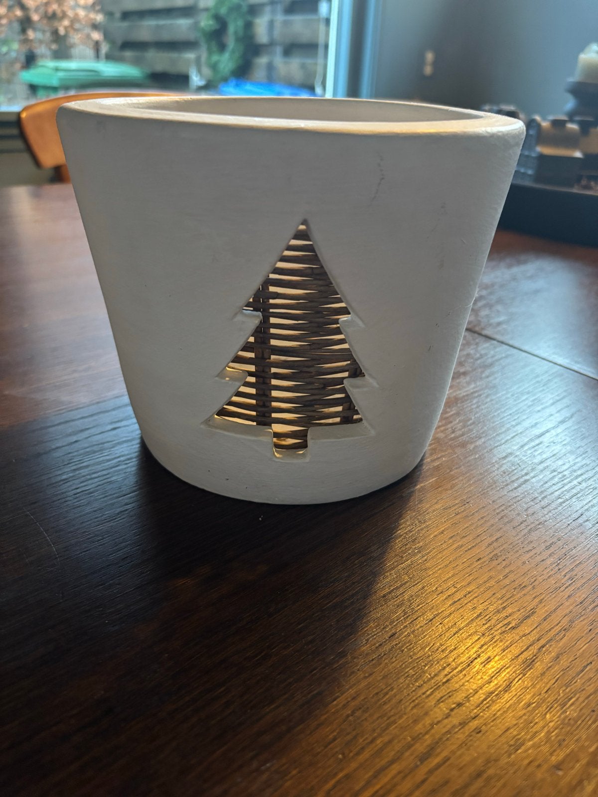 Riviera Maison bloempot wit kerst, Gebruikt, Ophalen of Verzenden, Landelijk, Wit
