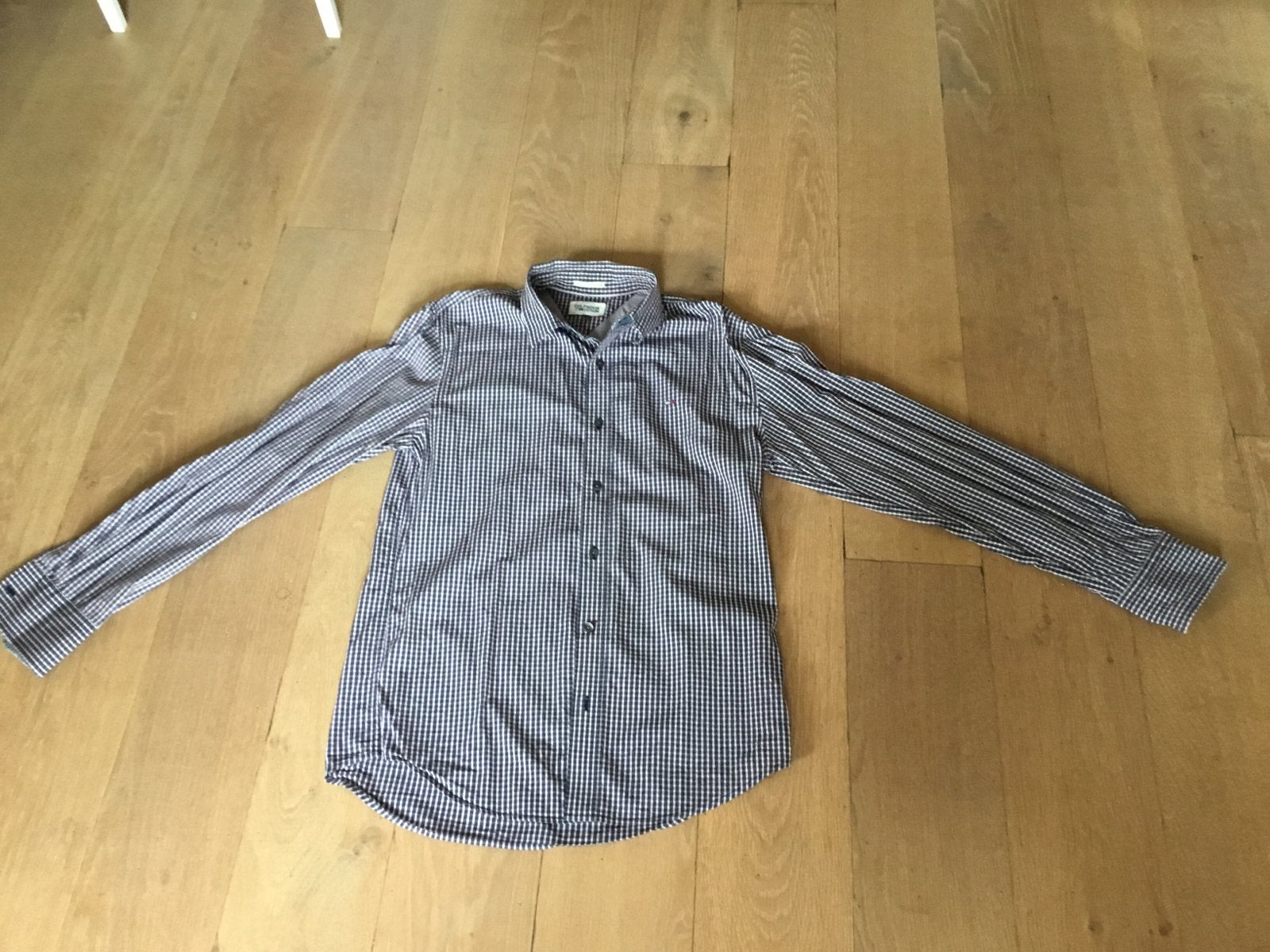 Hilfiger Denim geruit overhemd - Maat M, Ophalen of Verzenden, Zo goed als nieuw, Blauw, Halswijdte 39/40 (M)