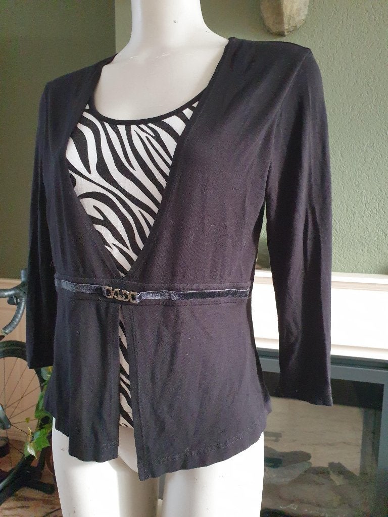 Gerry Weber schitterende vest combi top mt S 36, Verzenden, Zwart, Zo goed als nieuw, Lange mouw