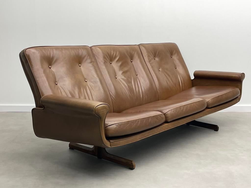 Vintage bank Sigurt Resell Vatne Møbler Model 126, Ophalen of Verzenden, Zo goed als nieuw, 75 tot 100 cm, Leer