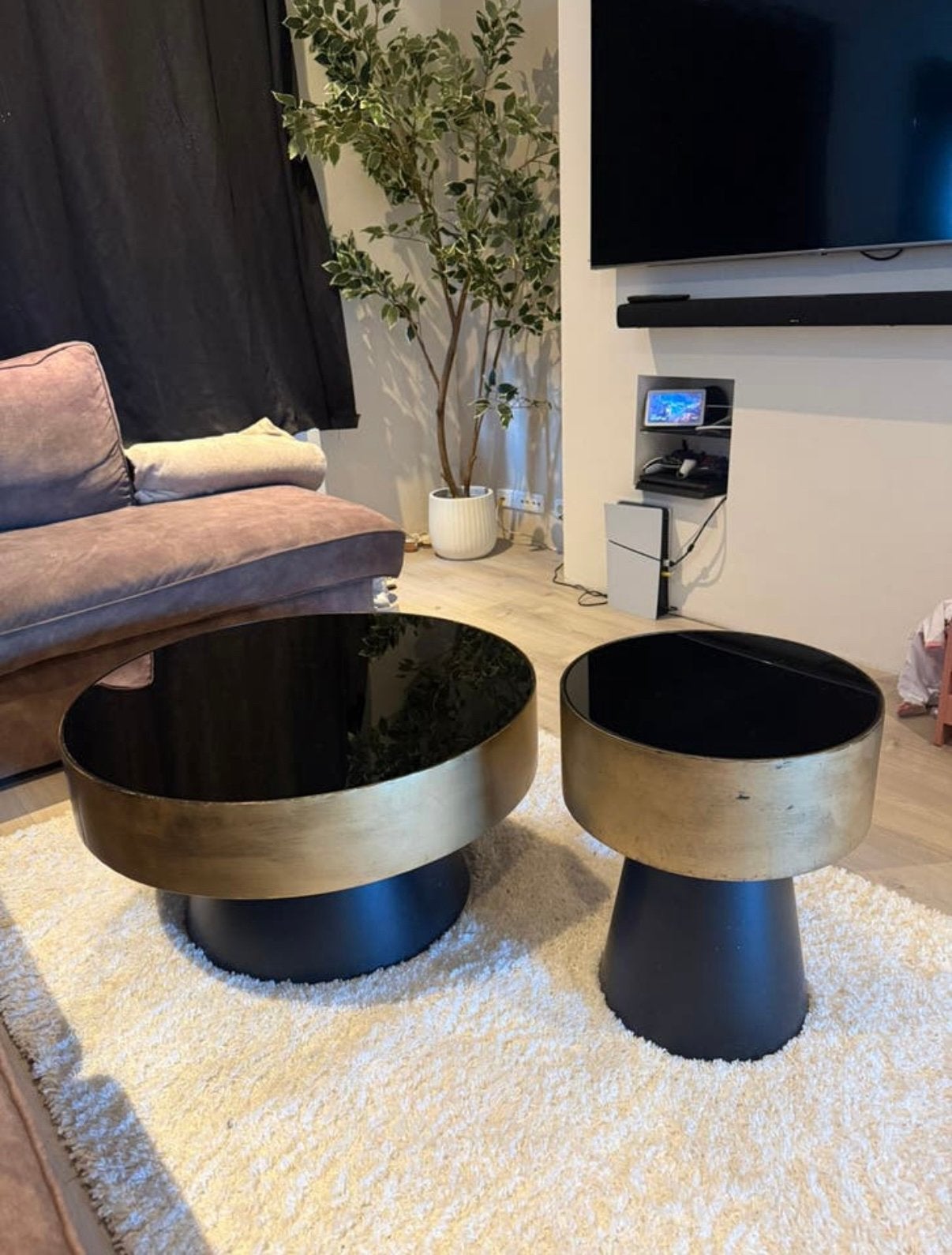 By-Boo salontafol + bijzettafel Bunga, Huis en Inrichting, Tafels | Salontafels, Ophalen, Zo goed als nieuw, Rond, 50 tot 100 cm