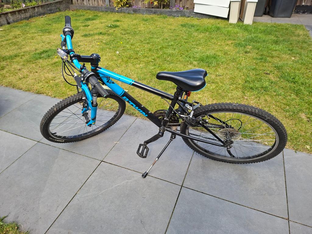 B'Twin Rockrider 300 kinderfiets 24 inch, Gebruikt, Velgrem, Versnellingen, Minder dan 49 cm
