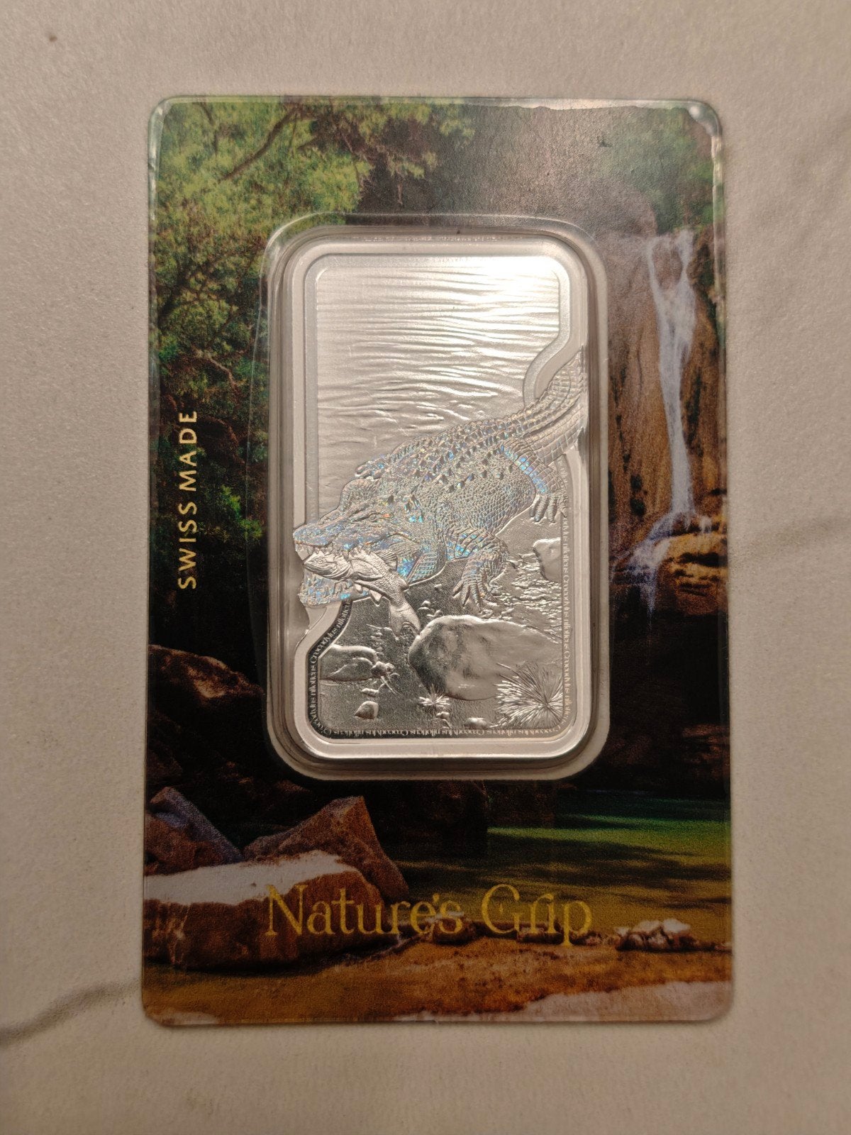 PAMP Suisse Nature's Grip Crocodile Zilveren Baar 1 oz, Ophalen of Verzenden, Zilver