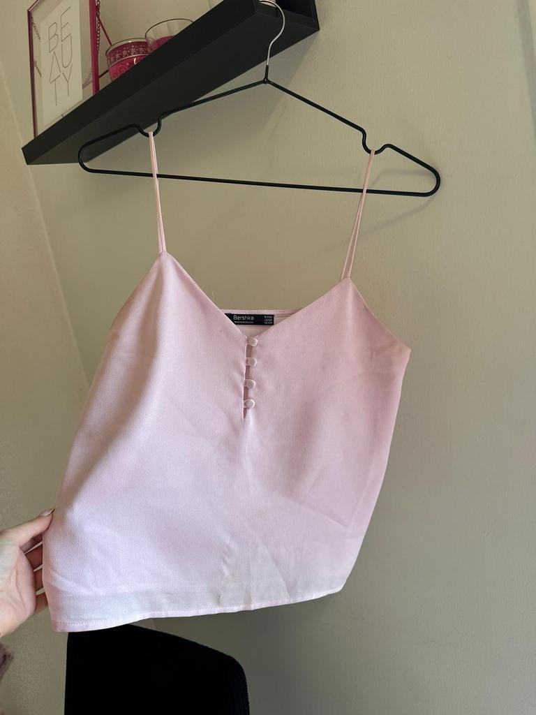Bershka roze top, Zo goed als nieuw, Roze, Zonder mouw, Maat 34 (XS) of kleiner